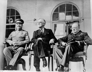 Roosevelt, Stalin, and Churchill at the Teheran Conference